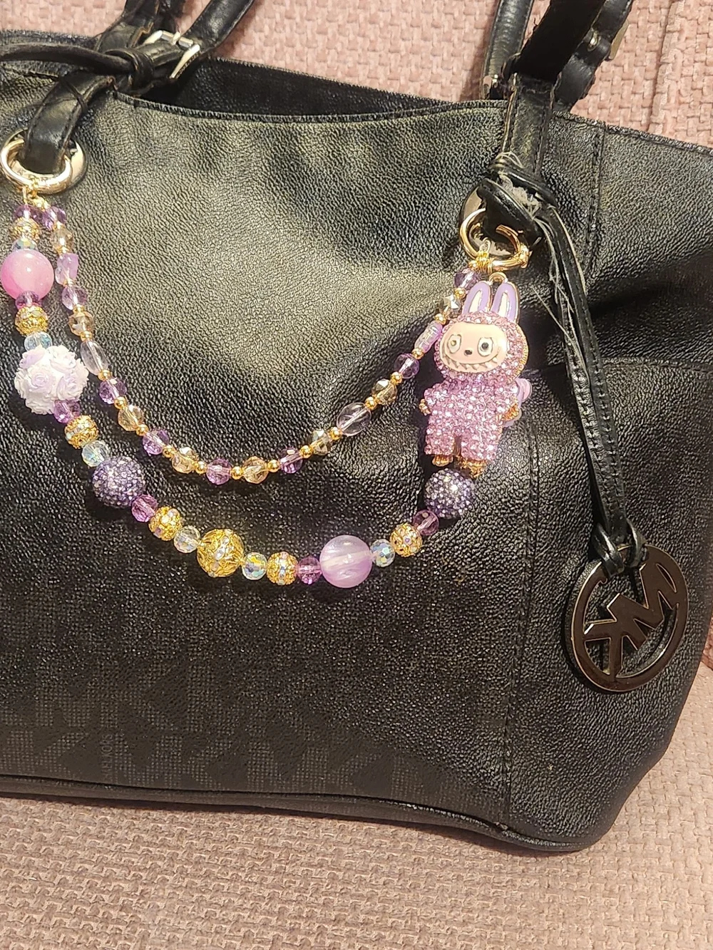 Sparkling Purple LaBubu Beaded  Keychain / Bag & Phone Charms